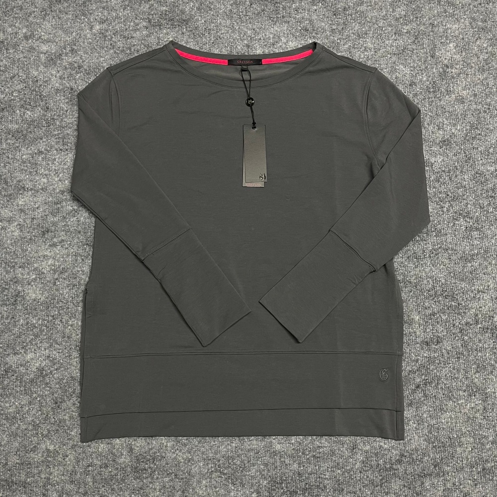 Greyson Shirt Womens Small Gray Anthracite Celeste Top Pima Cotton Long Sleeve